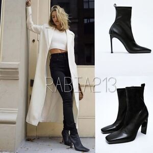 LAST 1! 🔥ZARA HEELED SQUARE-TOE ANKLE BOOTS
